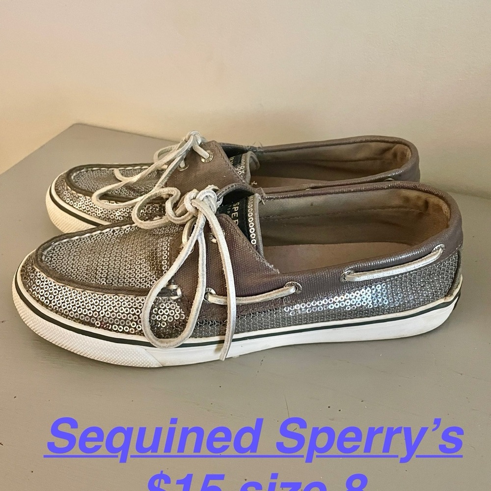 Sperry Women's Silver Sequined Sneakers